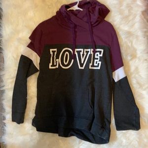 Hoodie with “love” written on front